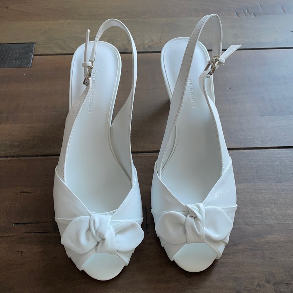 Etienne Aigner E-Vivica White Leather Bow Sandals